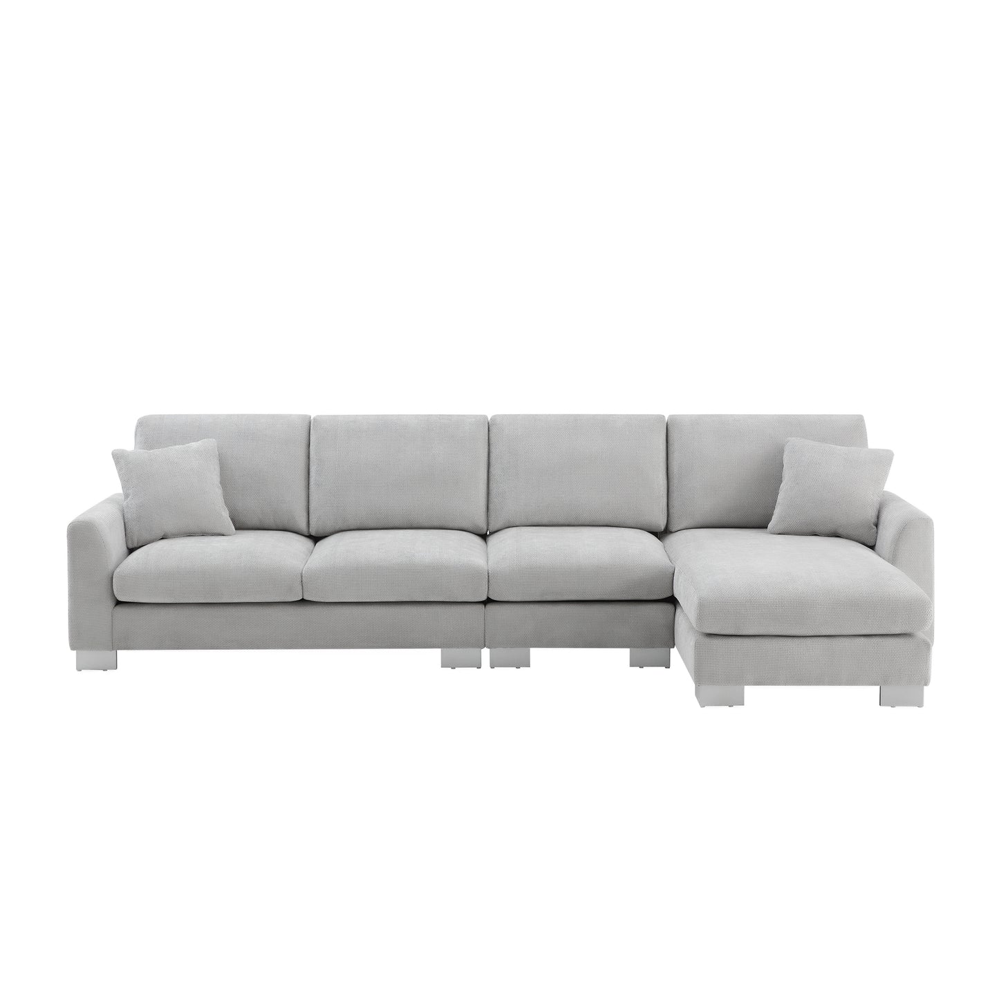 Melysen 119*55" Modern Oversized Sectional Sofa ,L-shaped Luxury Couch Set with 2 Free pillows ,Light Gray