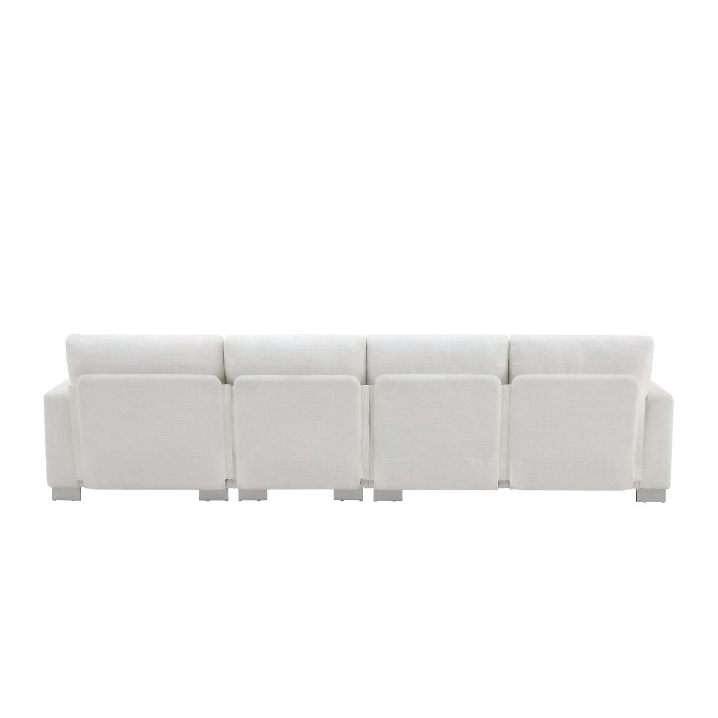 Melysen 119*55" Modern Oversized Sectional Sofa ,L-shaped Luxury Couch Set with 2 Free pillows ,White