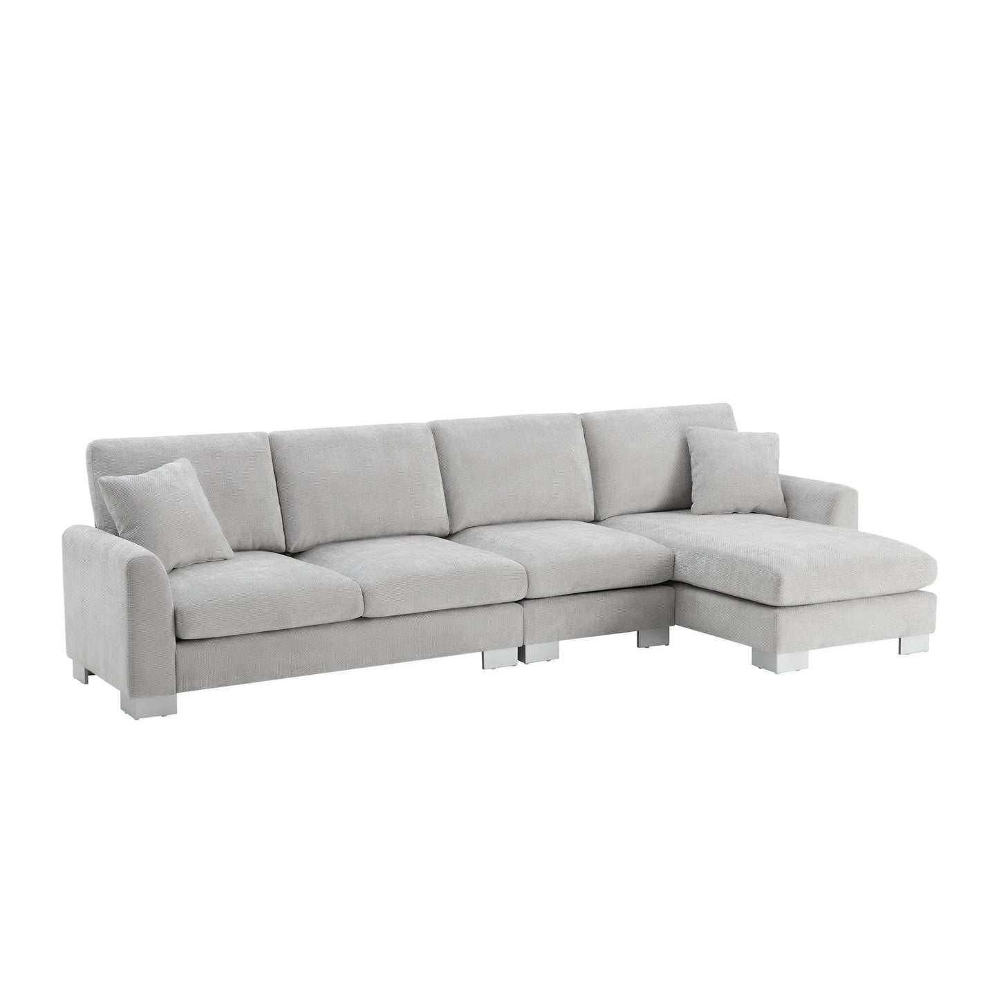 Melysen 119*55" Modern Oversized Sectional Sofa ,L-shaped Luxury Couch Set with 2 Free pillows ,Light Gray