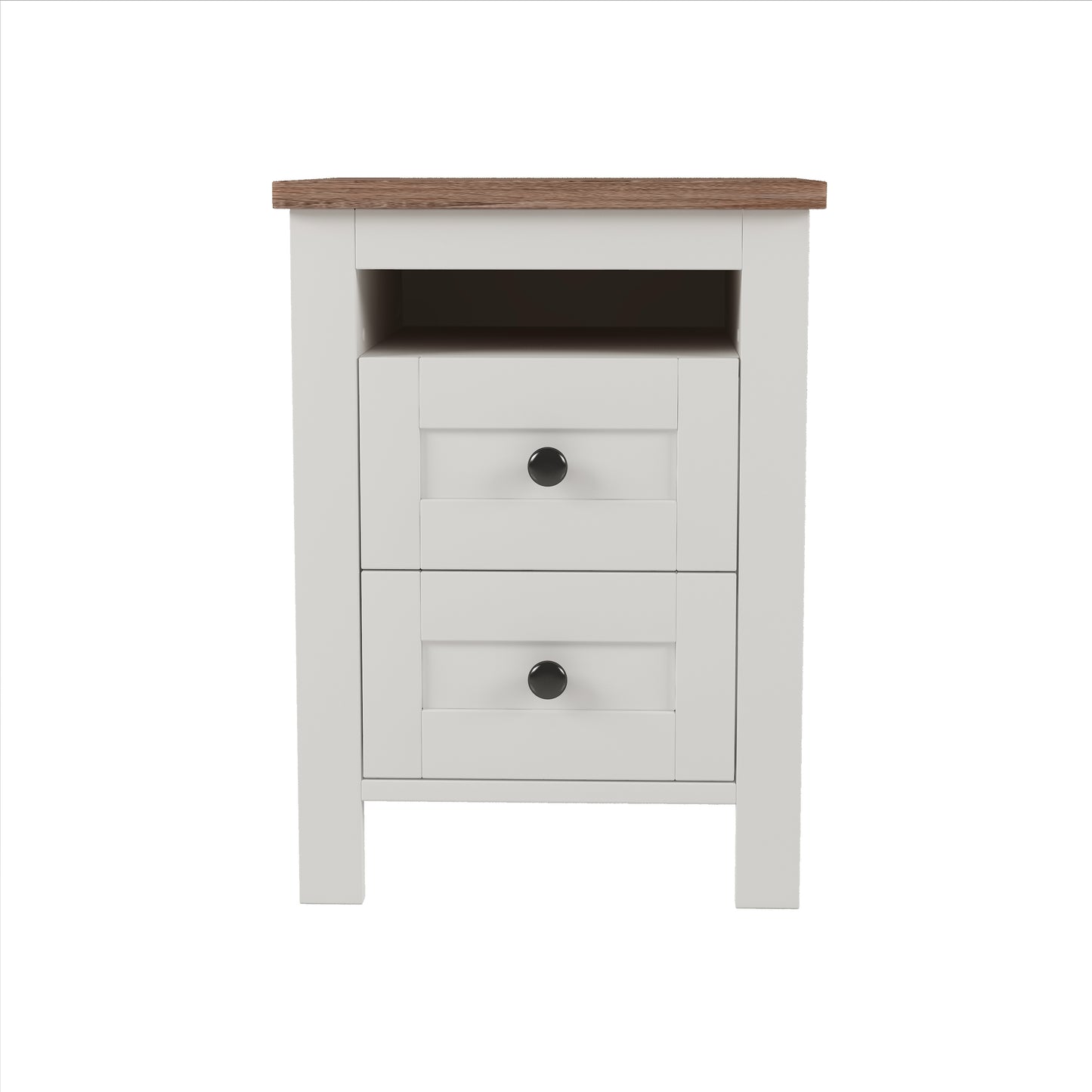 Melysen 2-Drawer Farmhouse Wooden Nightstand with Well-proportioned Design and Sleek Lines, Wood Side Table with Storage Cabinet for Bedroom