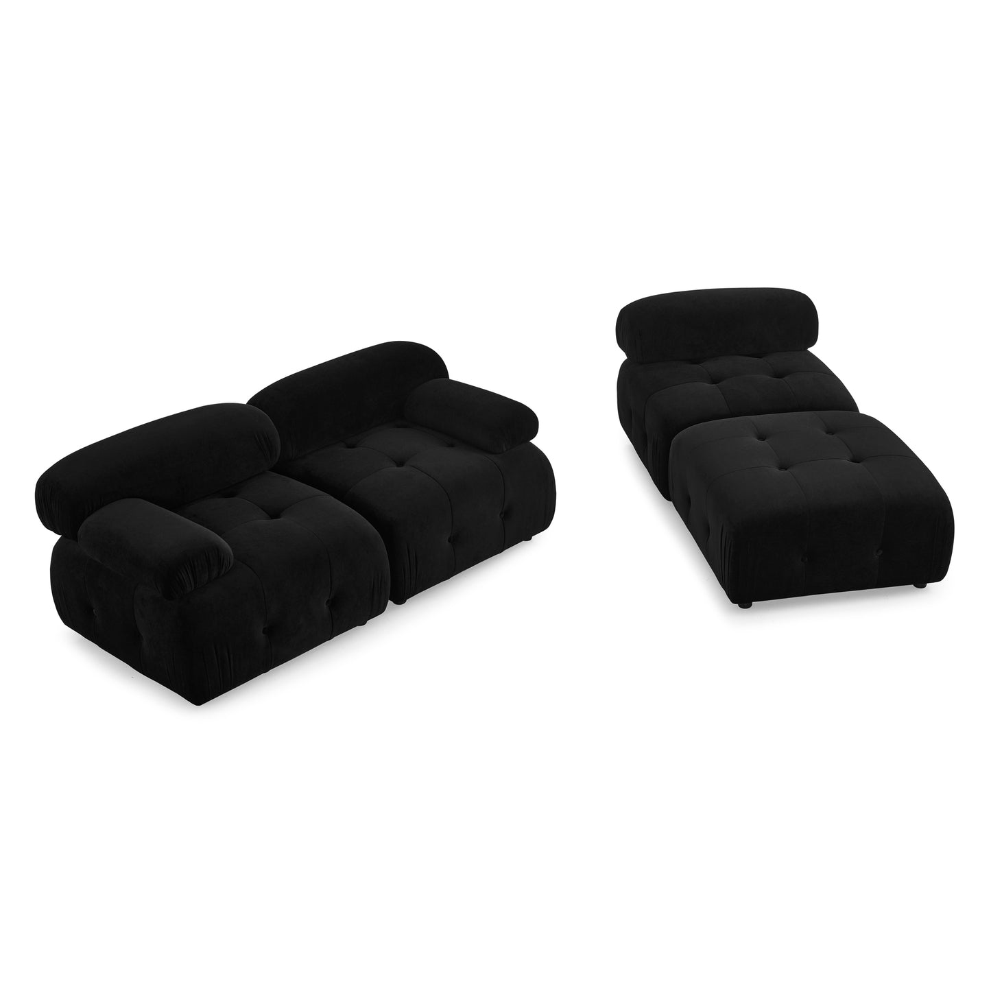 Melysen 93 "Modern Living Room Modular Combined Sofa,Black Velvet