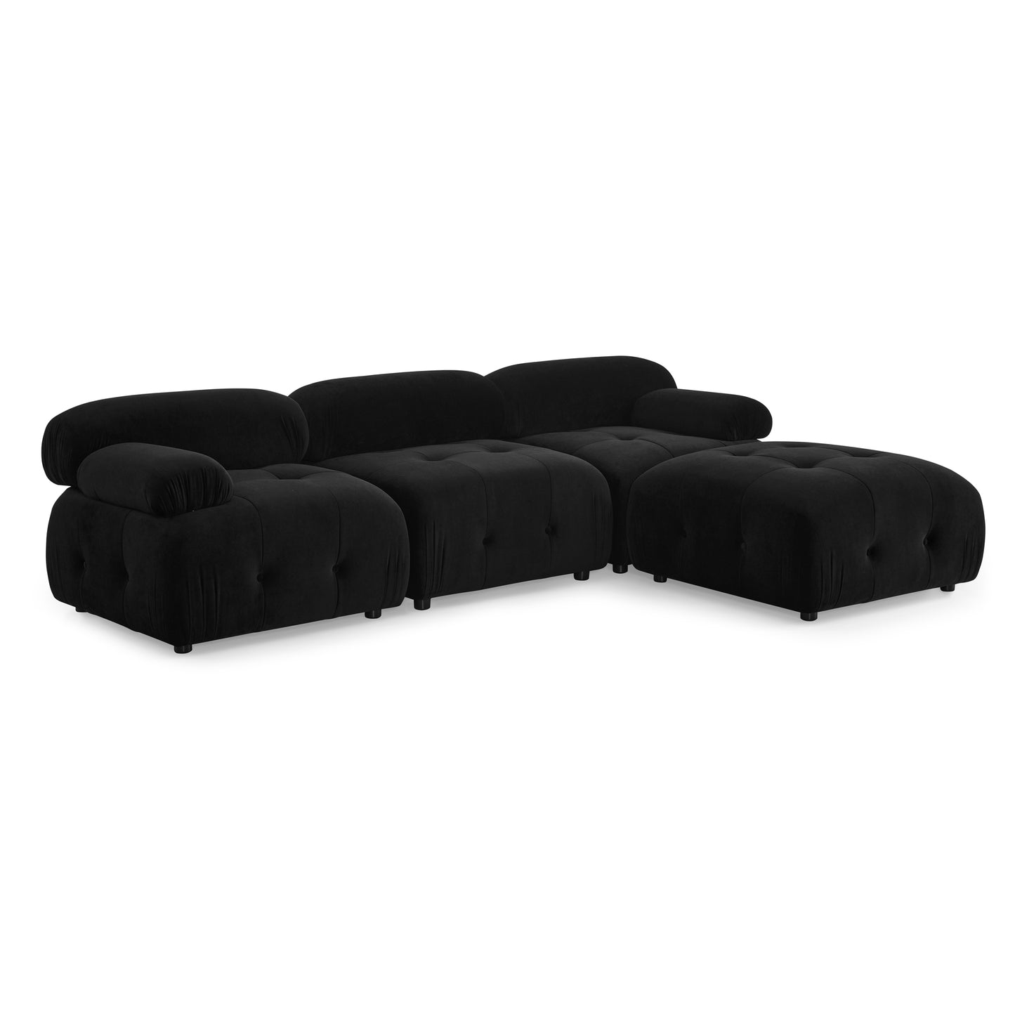 Melysen 93 "Modern Living Room Modular Combined Sofa,Black Velvet