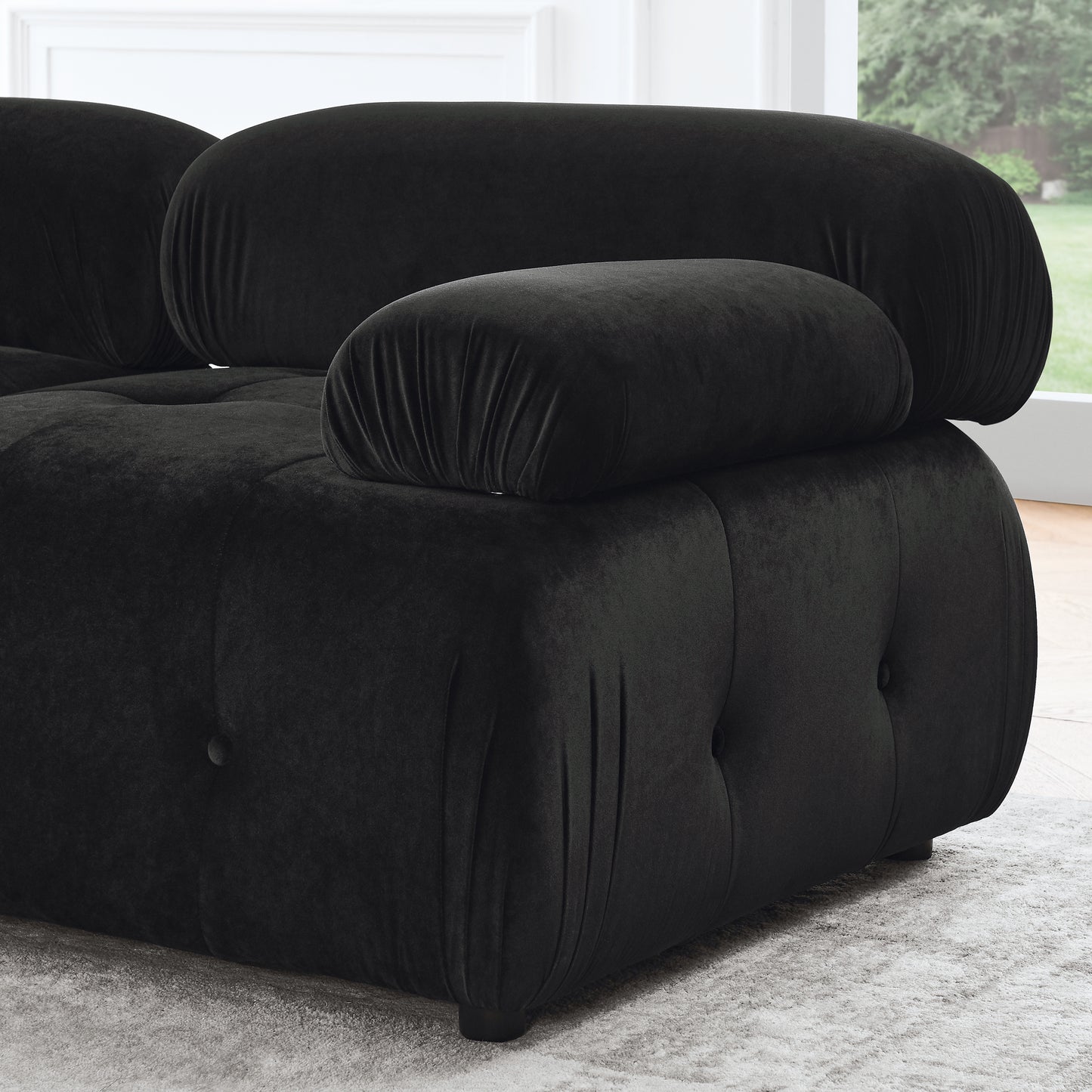 Melysen 93 "Modern Living Room Modular Combined Sofa,Black Velvet