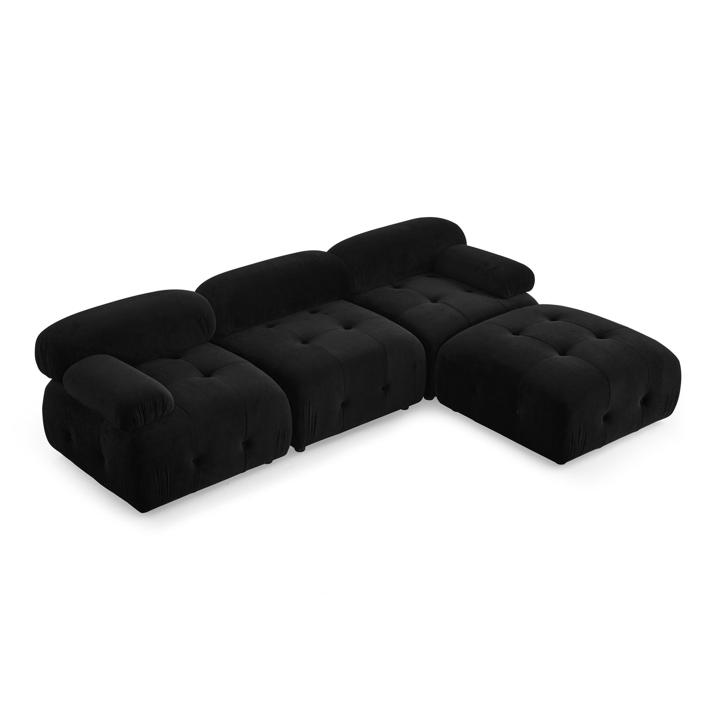 Melysen 93 "Modern Living Room Modular Combined Sofa,Black Velvet