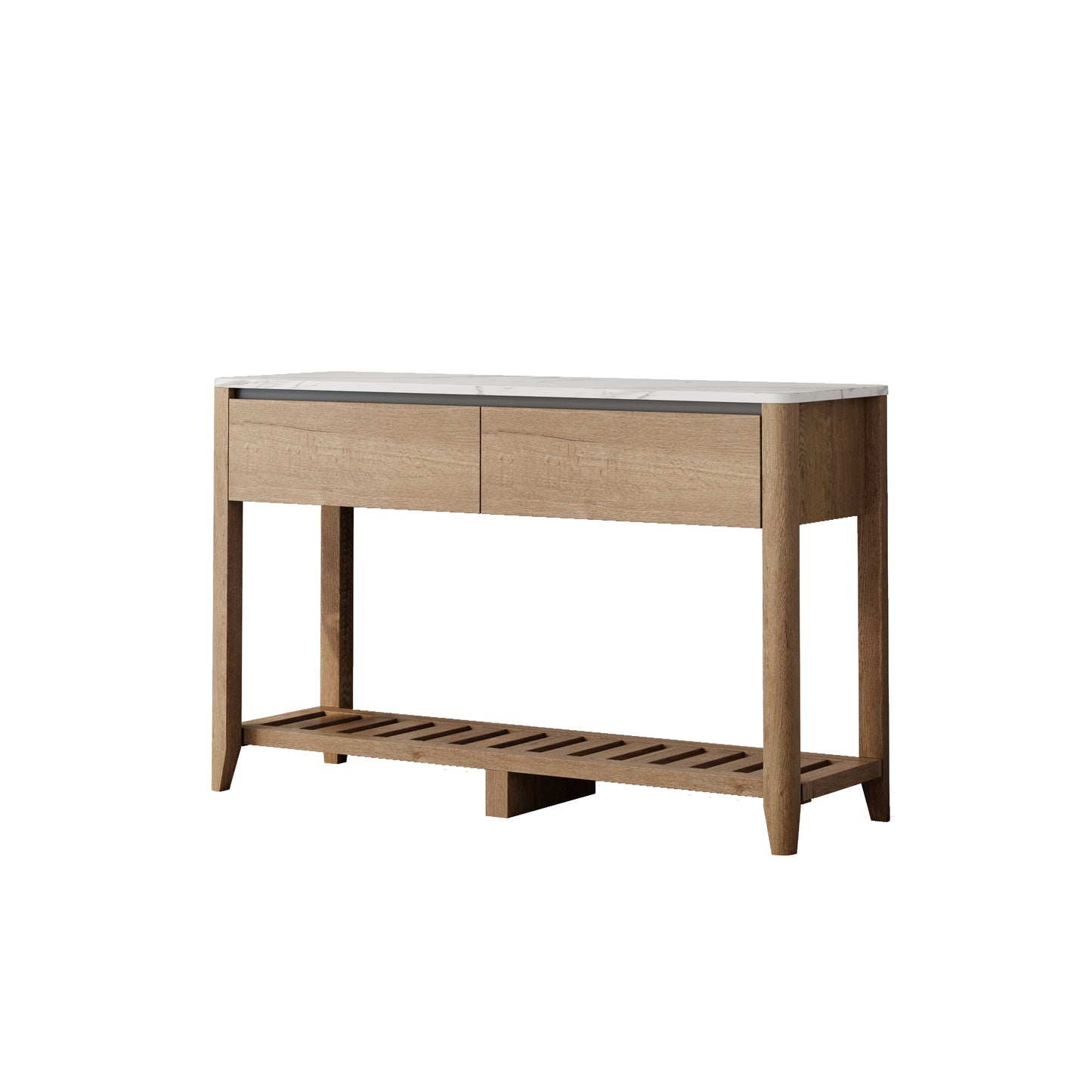 Melysen 47 Inch Modern Farmhouse Double Drawers Console Table for Living Room or Entryway