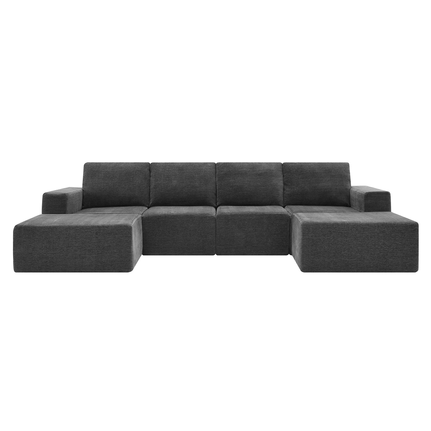 Melysen 110*72" Modular U Shaped Sectional Sofa,Luxury Chenille Floor Couch Set,Upholstered Indoor Furniture,Foam-Filled Sleeper Sofa Bed for Living Room,Bedroom,Free Combination