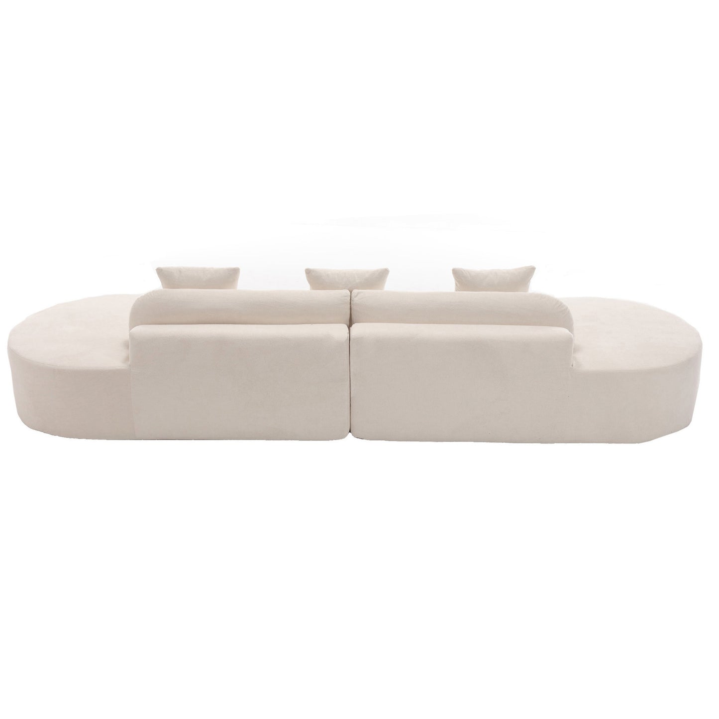 Melysen Modern curved combination sofa, terrycloth fabric sofa, minimalist sofa in living room, apartment, no assembly required, three  pillows