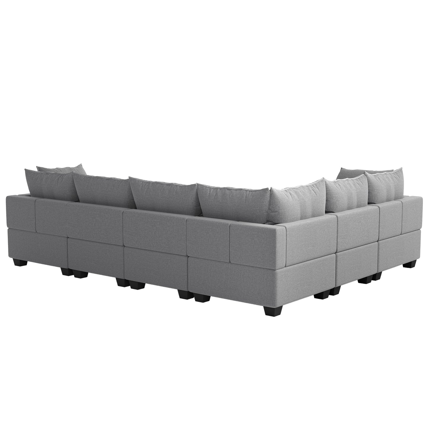 Melysen  120*93" Modern U Shape Modular Sofa with Storage Ottoman,Luxury 7 Seat Sectional Couch Set with 2 Pillows Included,Freely Combinable Indoor Funiture for Living Room, Apartment