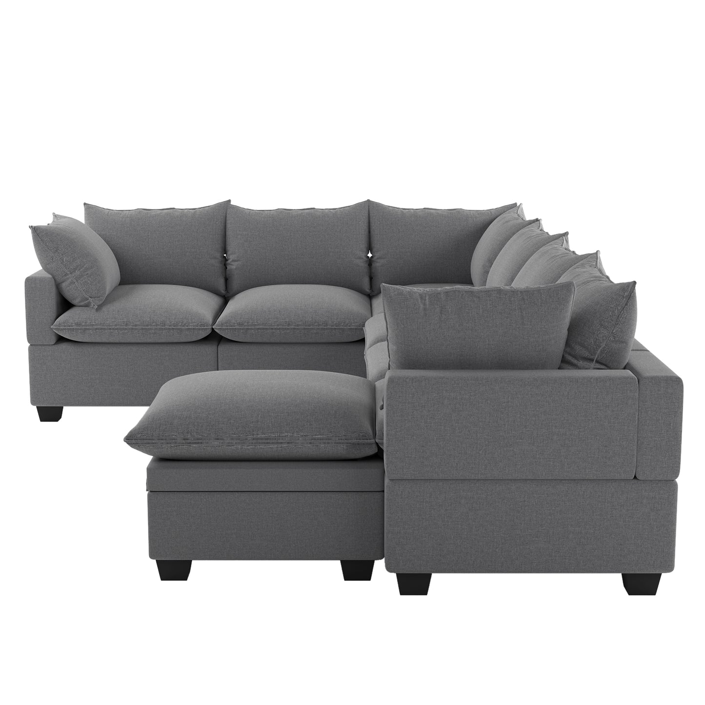 Melysen  120*93" Modern U Shape Modular Sofa with Storage Ottoman,Luxury 7 Seat Sectional Couch Set with 2 Pillows Included,Freely Combinable Indoor Funiture for Living Room, Apartment