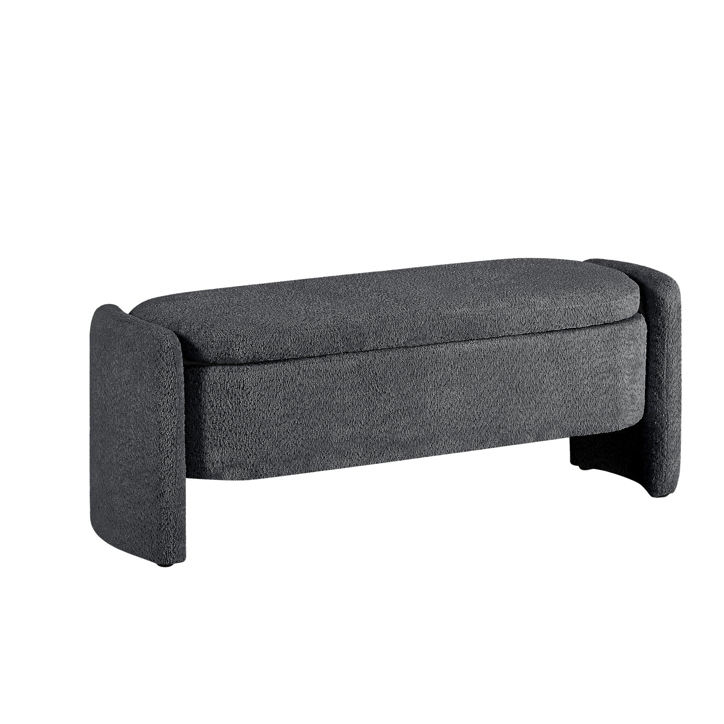 Melysen Ottoman Oval Storage Bench 3D Lamb Fleece Fabric  Bench with Large Storage Space for the Living Room, Entryway and Bedroom