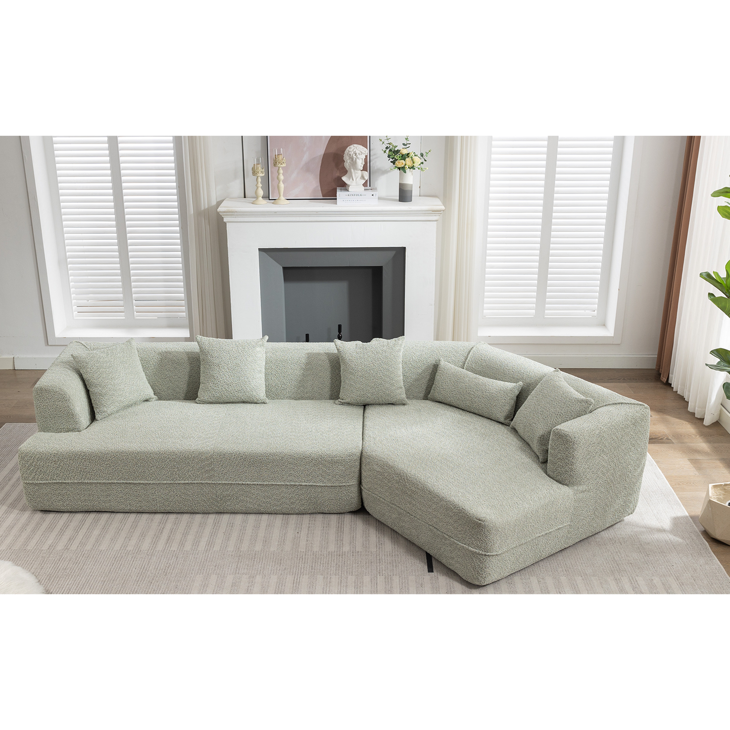 Melysen Modular Living room sofa set, modern minimalist style sofa, salon upholstered sleeper sofa, 2 PC free combination, round fiber fabric, anti-wrinkle fabric