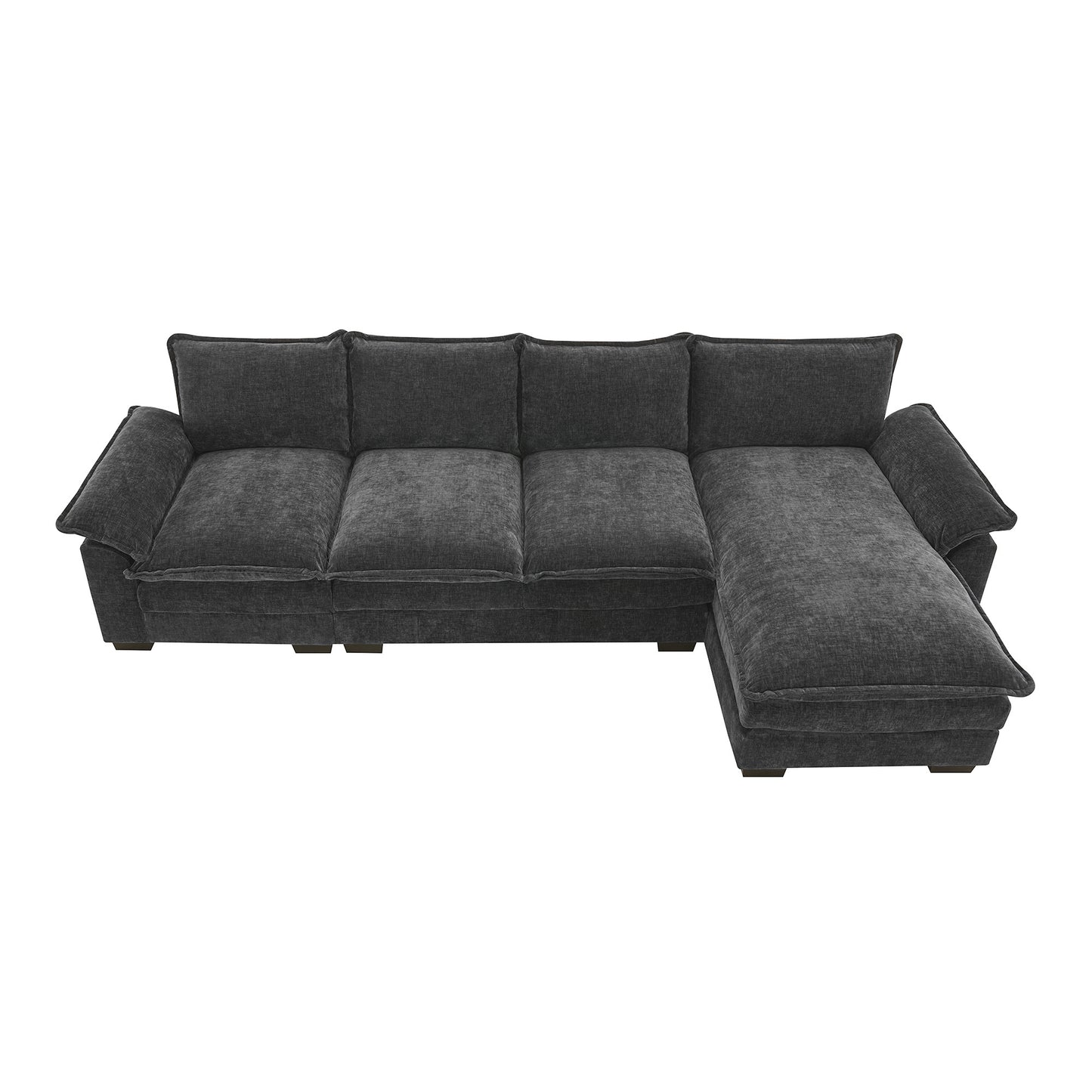 Melysen 118*55" Modern L-shaped Chenille Cloud Sofa with Double Seat Cushions,5-seat Upholstered Indoor Furniture,Sleeper Sofa Couch with Chaise Lounge for Living Room,Apartment