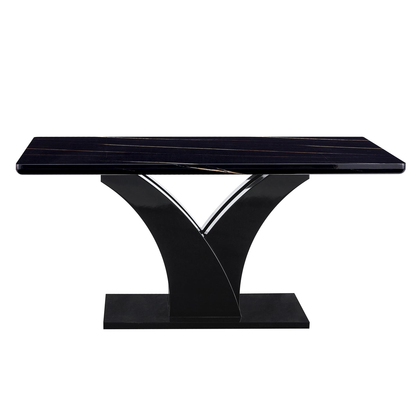 Melysen Modern Dining Table, Black Desktop and Black Mdf Leg Dining Table Are The Perfect Choice For Dinner, Conference, Home and office Decoration