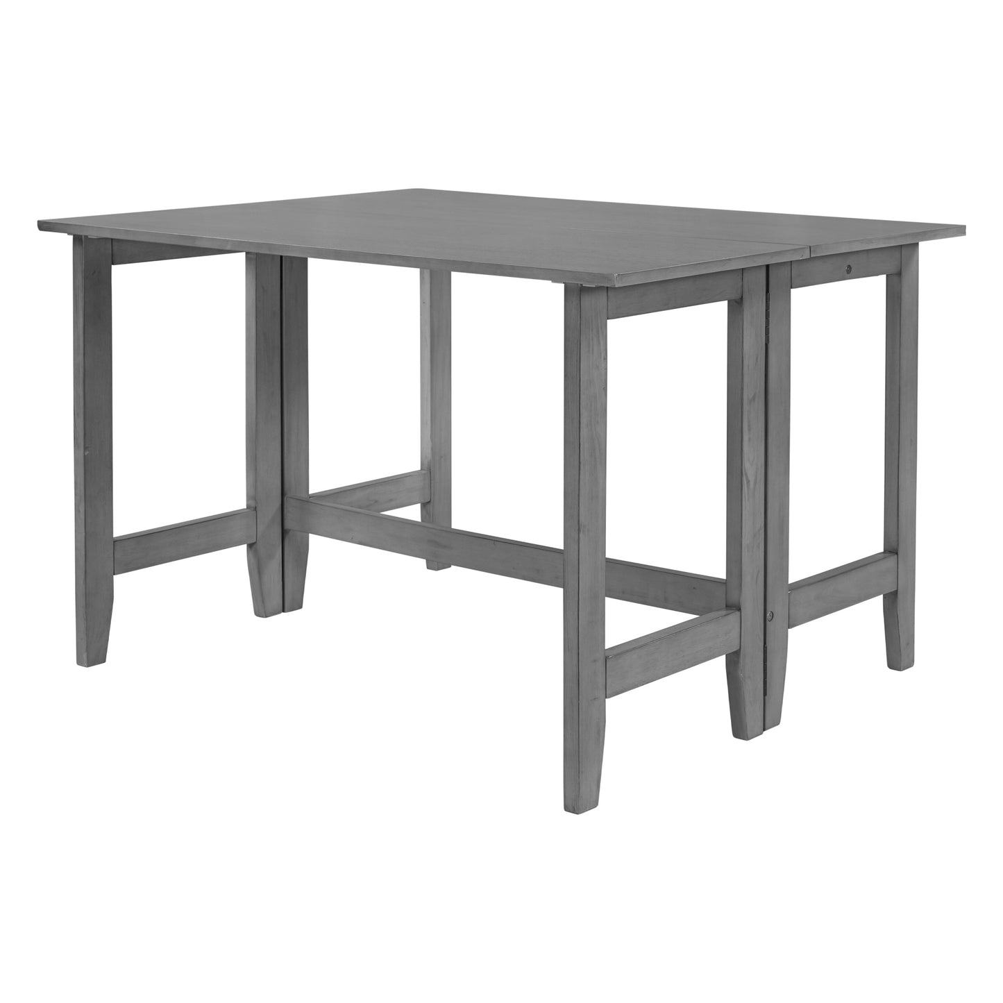 Melysen Farmhouse Wood Extendable Dining Table with Drop Leaf for Small Places, Gray