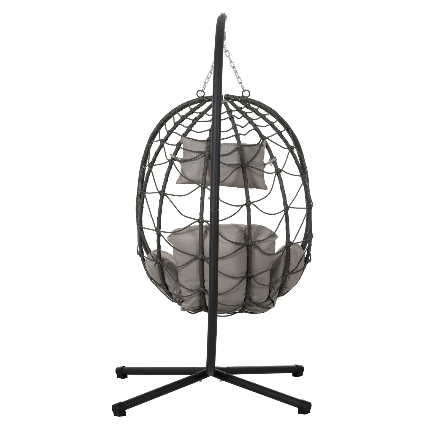 Melysen Egg Chair with Stand Indoor Outdoor Swing Chair Patio Wicker Hanging Egg Chair Hanging Basket Chair with Stand for Bedroom Living Room Balcony,Gray