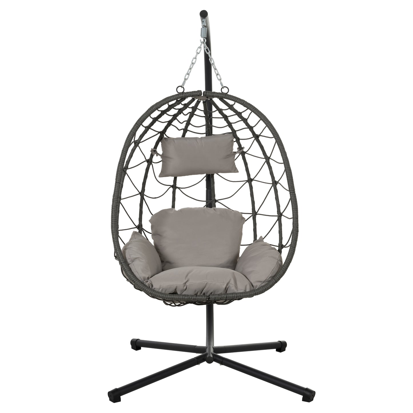 Melysen Egg Chair with Stand Indoor Outdoor Swing Chair Patio Wicker Hanging Egg Chair Hanging Basket Chair with Stand for Bedroom Living Room Balcony,Gray