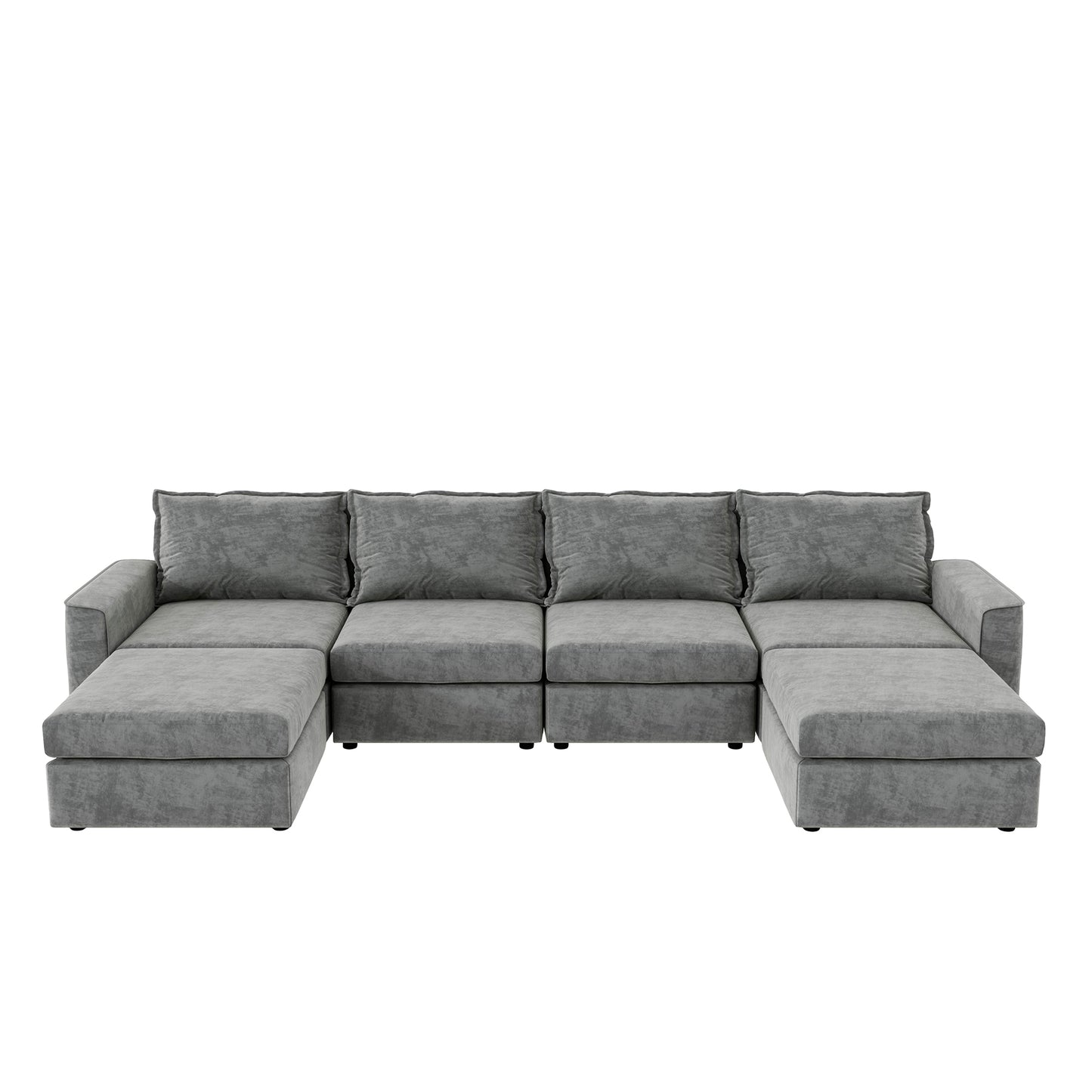 Melysen 115*58" Chenille Modular Sectional Sofa,U Shaped Reversible Couch,Free Combination,6 Seat Sleeper Sofa Bed with Ottoman,Convertible Oversized Indoor Furniture for Living Room,Gray