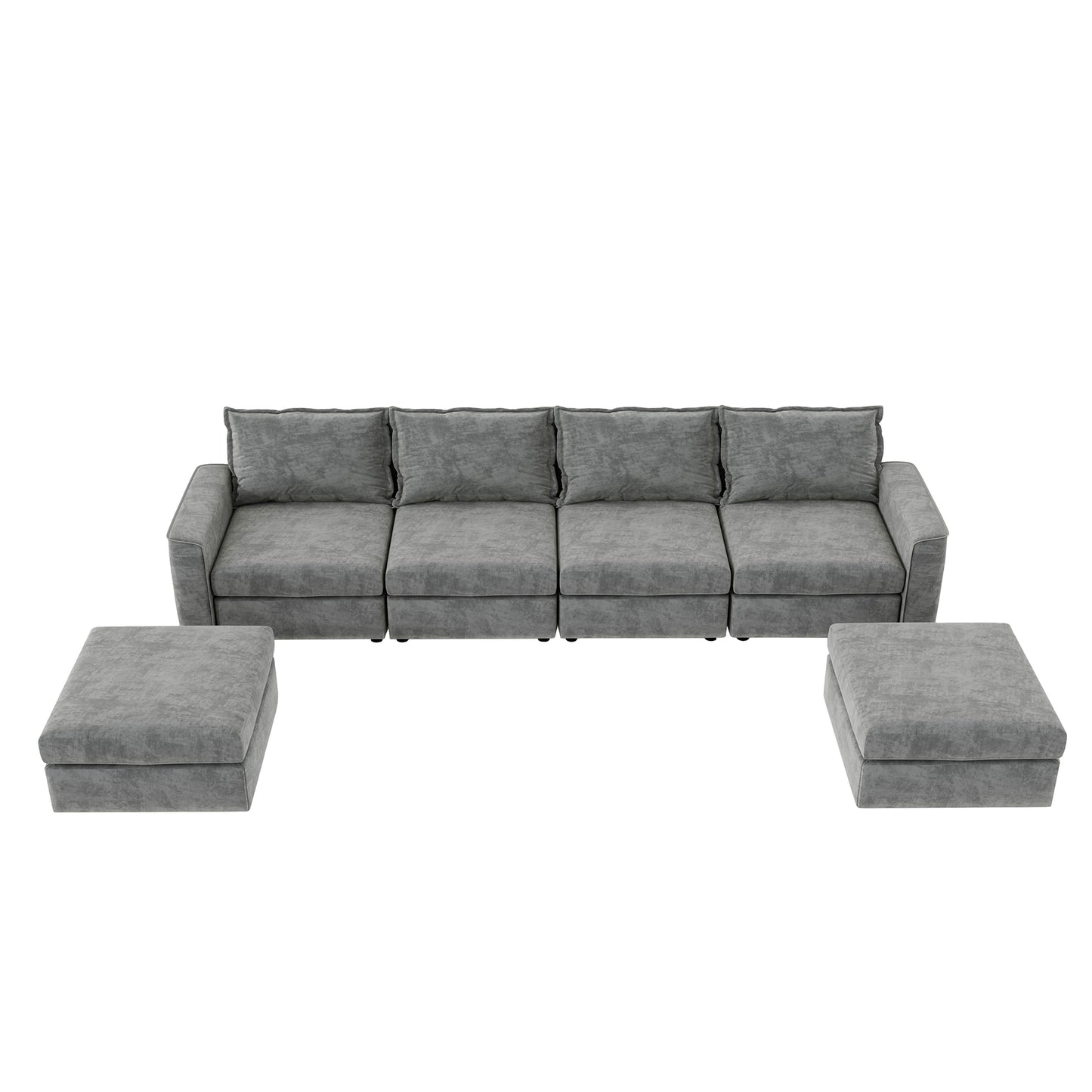 Melysen 115*58" Chenille Modular Sectional Sofa,U Shaped Reversible Couch,Free Combination,6 Seat Sleeper Sofa Bed with Ottoman,Convertible Oversized Indoor Furniture for Living Room,Gray