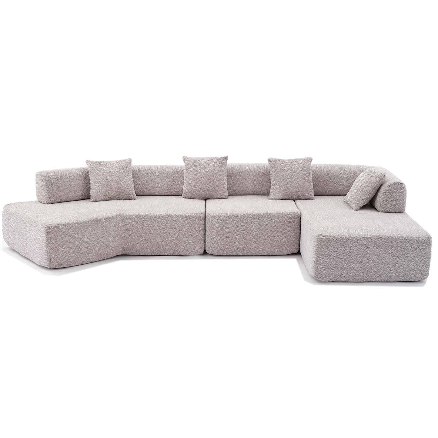 Melysen Modern Minimalist 140" L-Shape Couch,No Assembly Required,Boucle,Modular Sofa,Couch with Chaise,Free Combination Foam-Filled Sofa,4 Seats