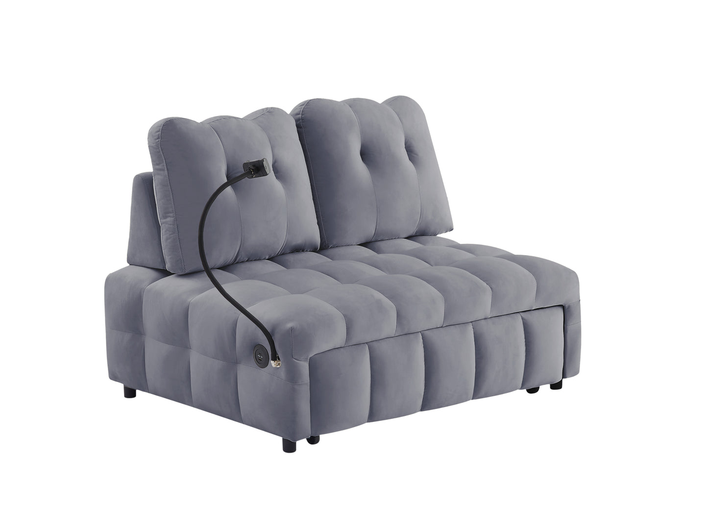 Melysen Modern sofa velvet pull-out bed,Independently removable backrest£¬have USB port and swivel phone stand