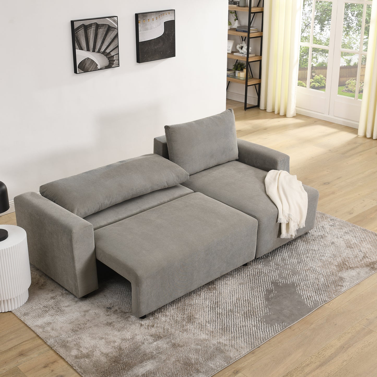 Melysen Modular Corduroy Upholstered 3 Seater Sofa Bed with Storage for Home Apartment Office Living Room£¬Free Combination£¬L Shaped