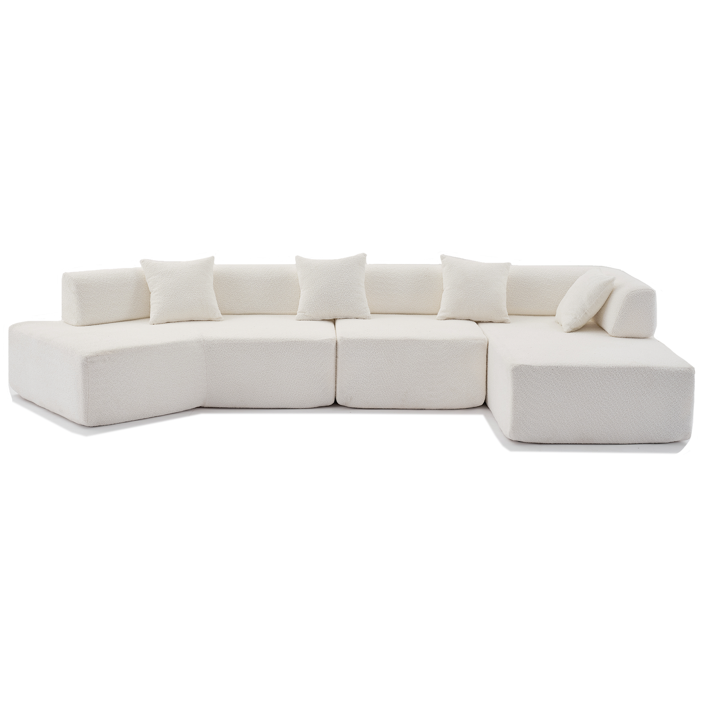 Melysen Modern Minimalist 140" L-Shape Couch,No Assembly Required,Boucle,Modular Sofa,Couch with Chaise,Free Combination Foam-Filled Sofa,4 Seats