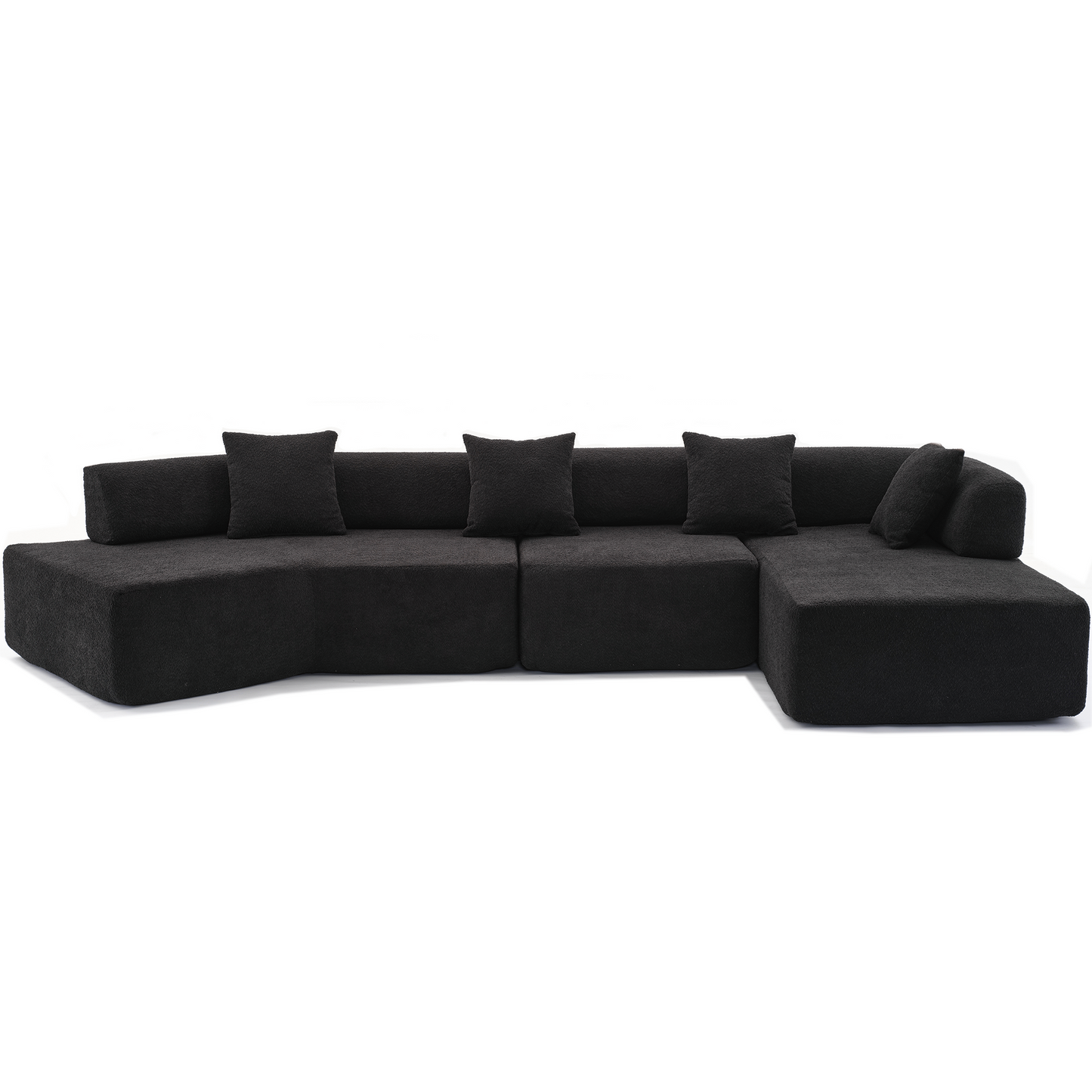 Melysen Modern Minimalist 140" L-Shape Couch,No Assembly Required,Boucle,Modular Sofa,Couch with Chaise,Free Combination Foam-Filled Sofa,4 Seats