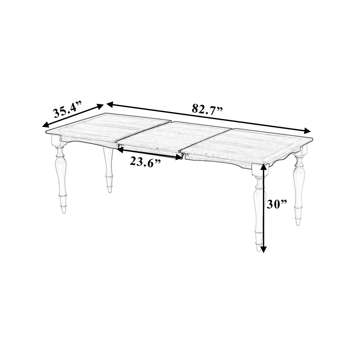 Melysen Vintage Traditional 82.7inch Extendable Dining Table with 23.6inch Removable Leaf