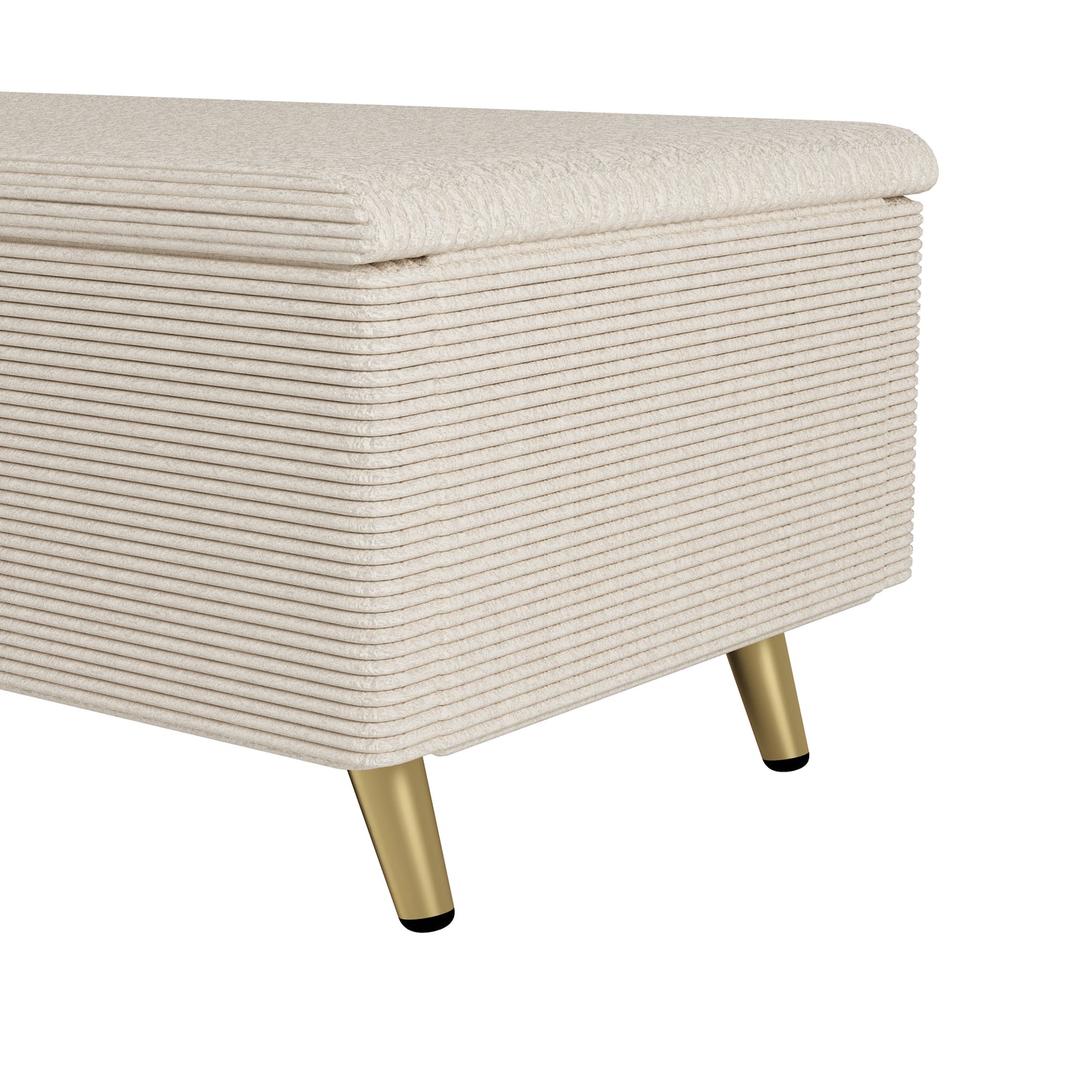 Melysen Modern Corduroy Upholstered Ottoman with Metal Legs, Storage Bench for Bedroom,Living Room