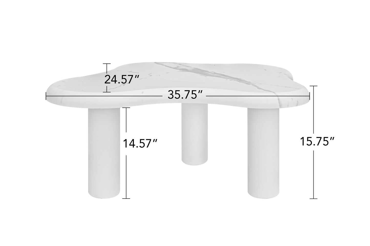 Melysen Cloud Coffee Table Classic Modern Marbling Tea Table, Irregular Indoor End Table For Living Room Apartment Free Shape with 3 Legs