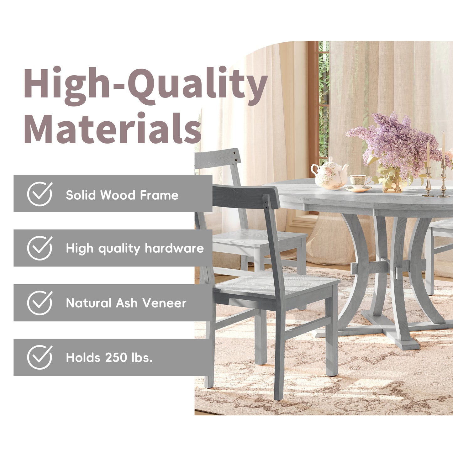 Melysen 5-Piece Rustic Round Pedestal Extendable Dining Table Set