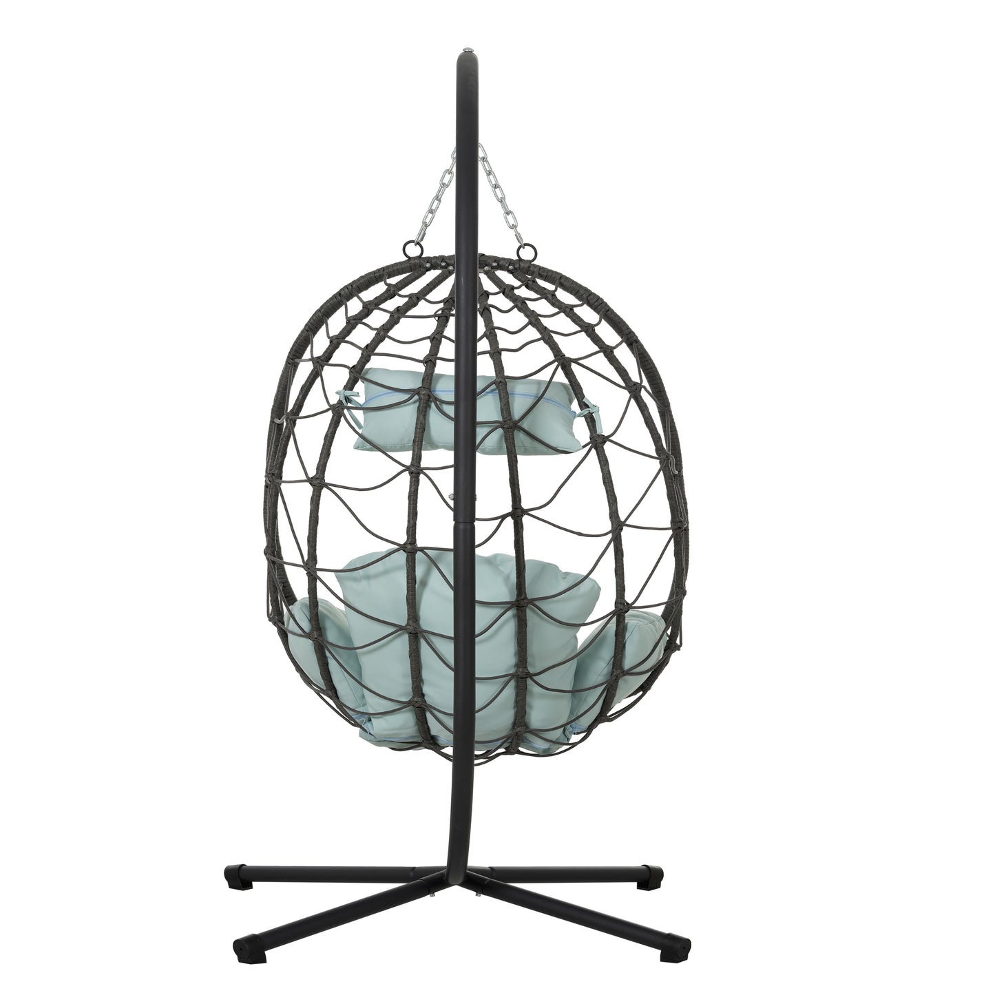 Melysen Egg Chair with Stand Indoor Outdoor Swing Chair Patio Wicker Hanging Egg Chair Hanging Basket Chair with Stand for Bedroom Living Room Balcony,Baby Blue