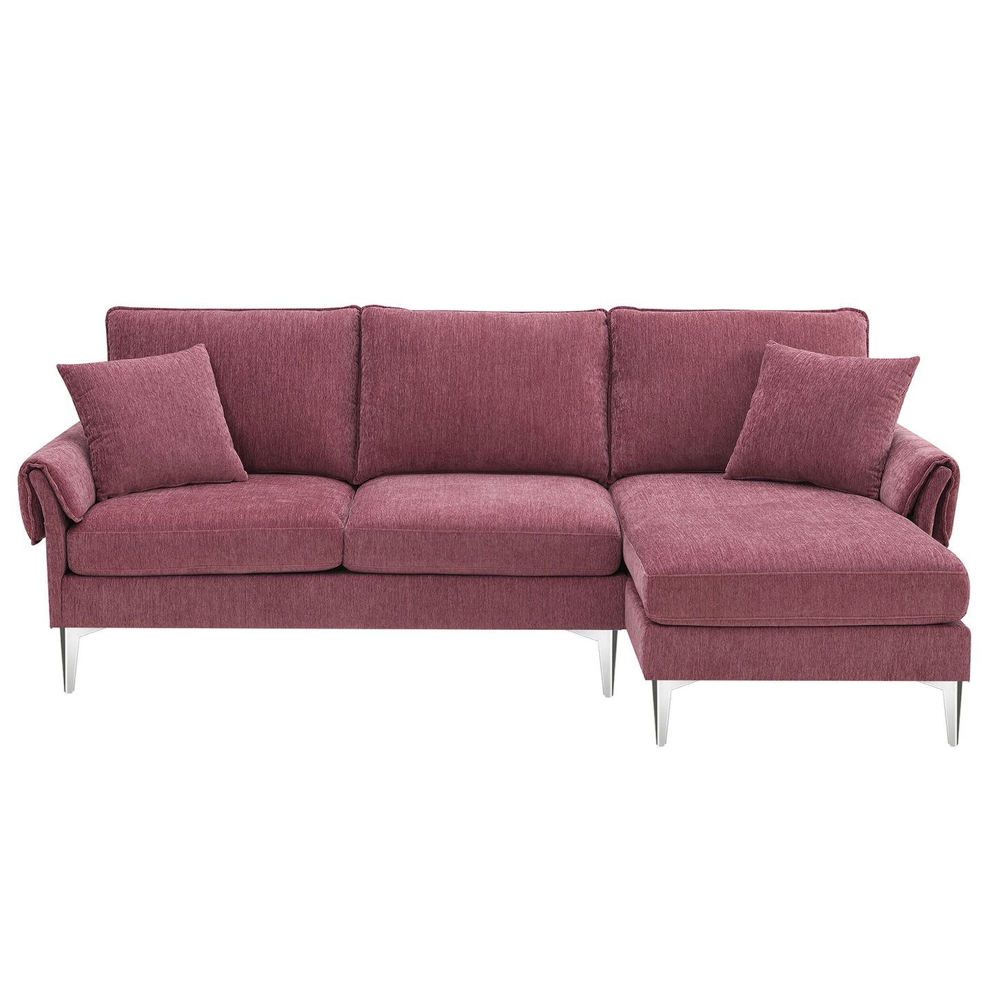 Melysen 84 "Modern Chenille L-Shaped Sofa with Reversible Lounge,Convertible Sectional Couch Set,4 Seat Indoor Furniture with Reversible Chaise,Fit for Living Room, Apartment(2 Pillows)