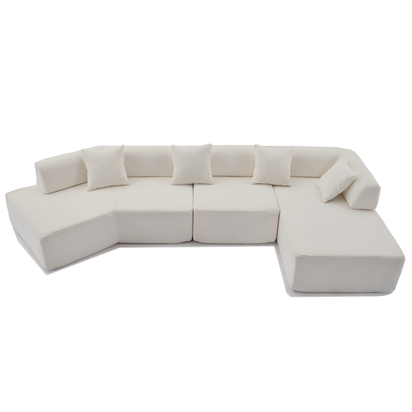 Melysen Modern Minimalist 140" L-Shape Couch,No Assembly Required,Boucle,Modular Sofa,Couch with Chaise,Free Combination Foam-Filled Sofa,4 Seats