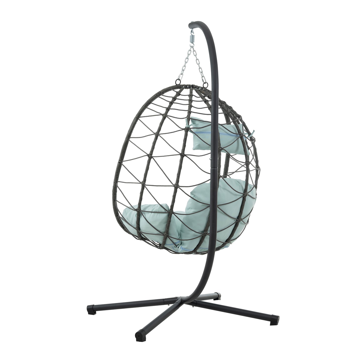 Melysen Egg Chair with Stand Indoor Outdoor Swing Chair Patio Wicker Hanging Egg Chair Hanging Basket Chair with Stand for Bedroom Living Room Balcony,Baby Blue