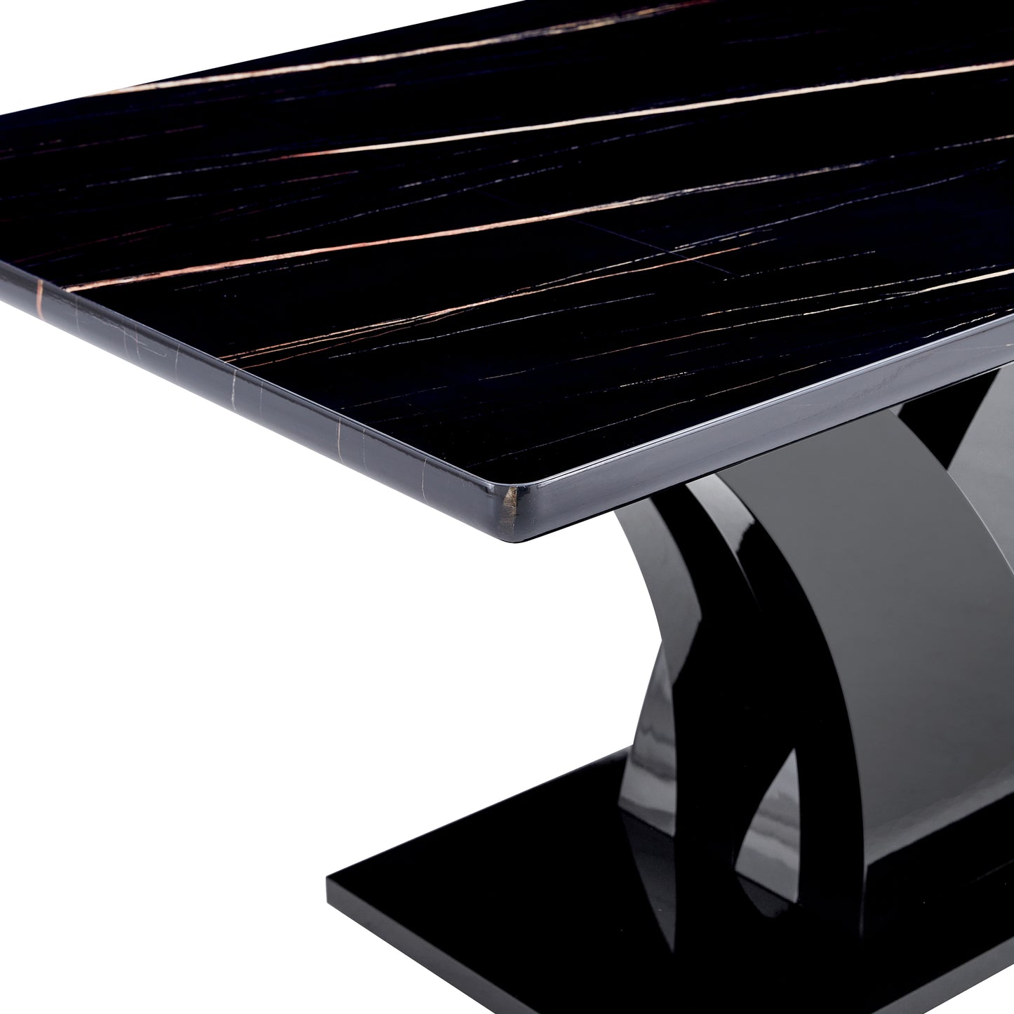 Melysen Modern Dining Table, Black Desktop and Black Mdf Leg Dining Table Are The Perfect Choice For Dinner, Conference, Home and office Decoration