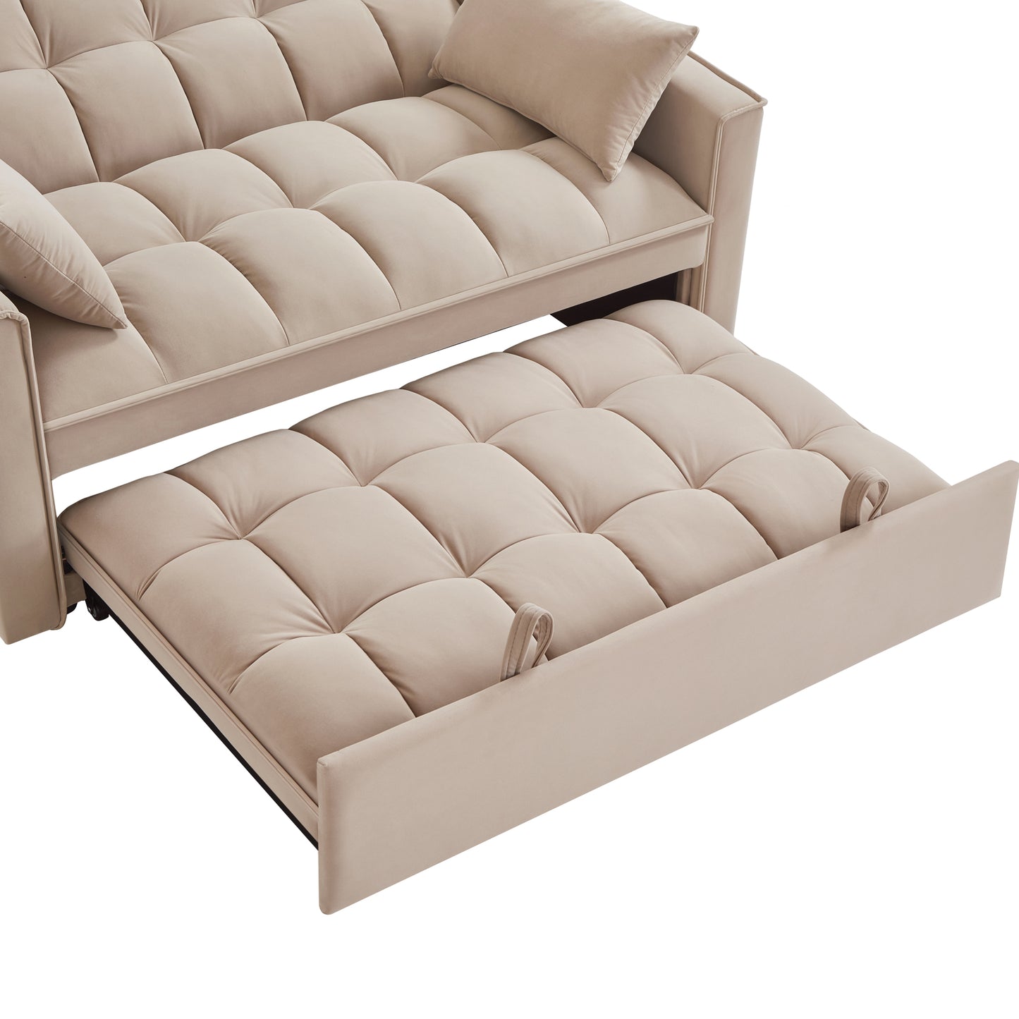 Melysen 4 in1 Loveseat Sofa Bed with Armrests & Storage Pockets, Multi-Function Tufted Pull-out Sofa Bed with Adjustable Backrest and Pillows, Convertible Loveseat Sofa Couchin