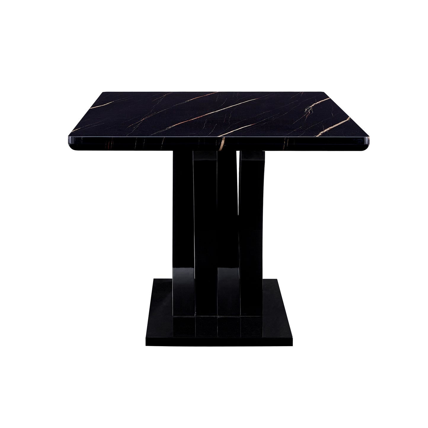 Melysen Modern Dining Table, Black Desktop and Black Mdf Leg Dining Table Are The Perfect Choice For Dinner, Conference, Home and office Decoration