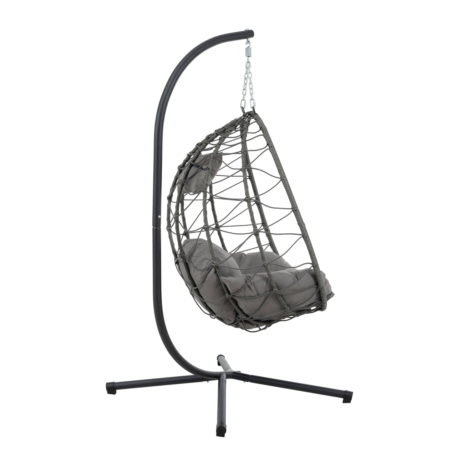 Melysen Egg Chair with Stand Indoor Outdoor Swing Chair Patio Wicker Hanging Egg Chair Hanging Basket Chair with Stand for Bedroom Living Room Balcony,Dark Gray