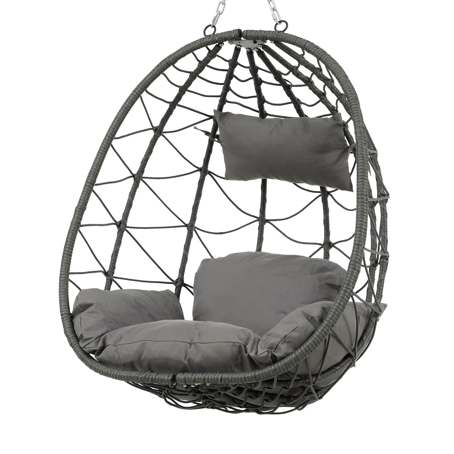 Melysen Egg Chair with Stand Indoor Outdoor Swing Chair Patio Wicker Hanging Egg Chair Hanging Basket Chair with Stand for Bedroom Living Room Balcony,Dark Gray