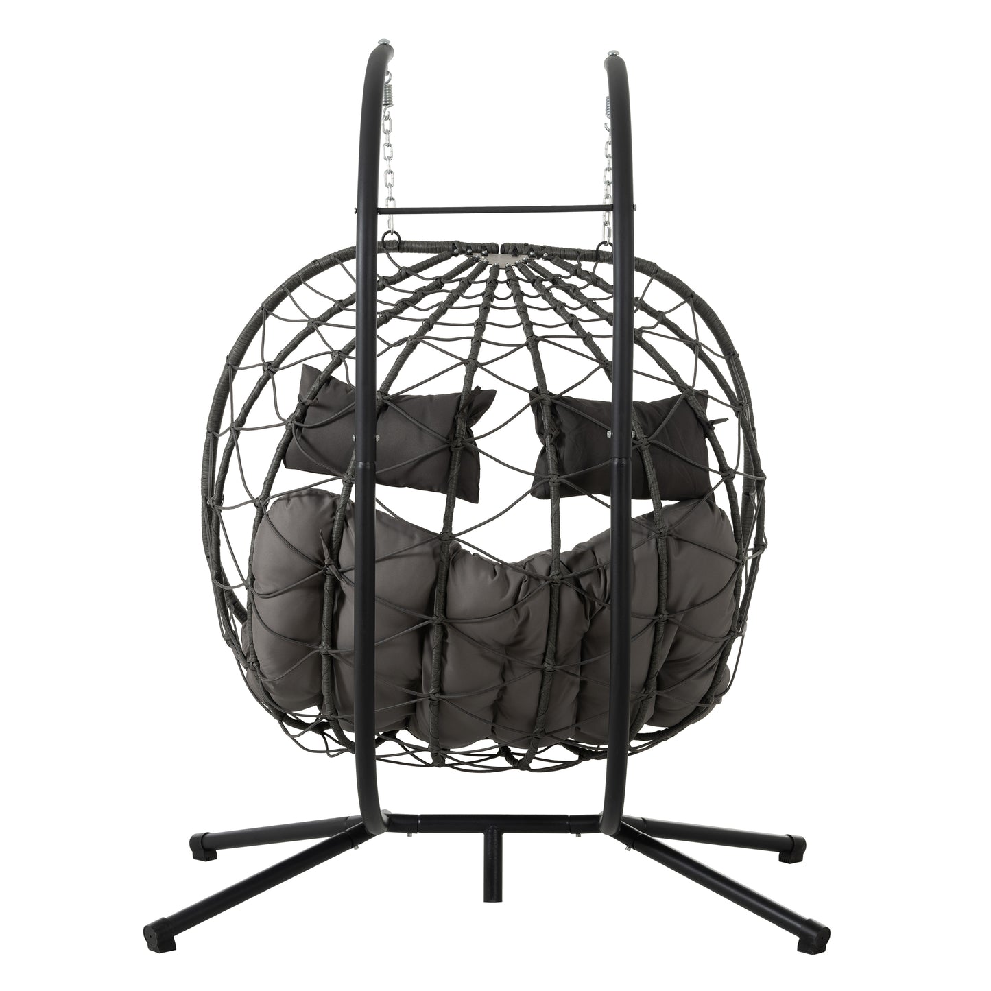 Melysen 2 Persons Egg Chair with Stand Indoor Outdoor Swing Chair Patio Wicker Hanging Egg Chair Hanging Basket Chair with Stand for Bedroom Living Room Balcony,Dark Gray