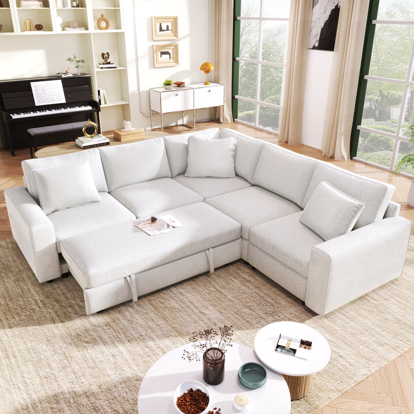 Melysen 4-Seat L-shaped Modular Sofa with Thick Backrest and Seat Cushions£¬Suitable for Living Rooms£¬Offices