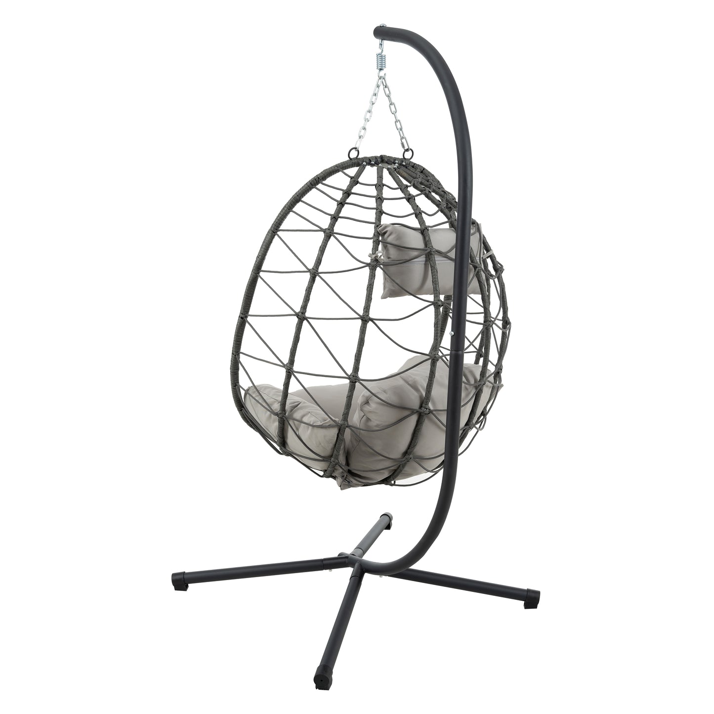 Melysen Egg Chair with Stand Indoor Outdoor Swing Chair Patio Wicker Hanging Egg Chair Hanging Basket Chair with Stand for Bedroom Living Room Balcony,Gray