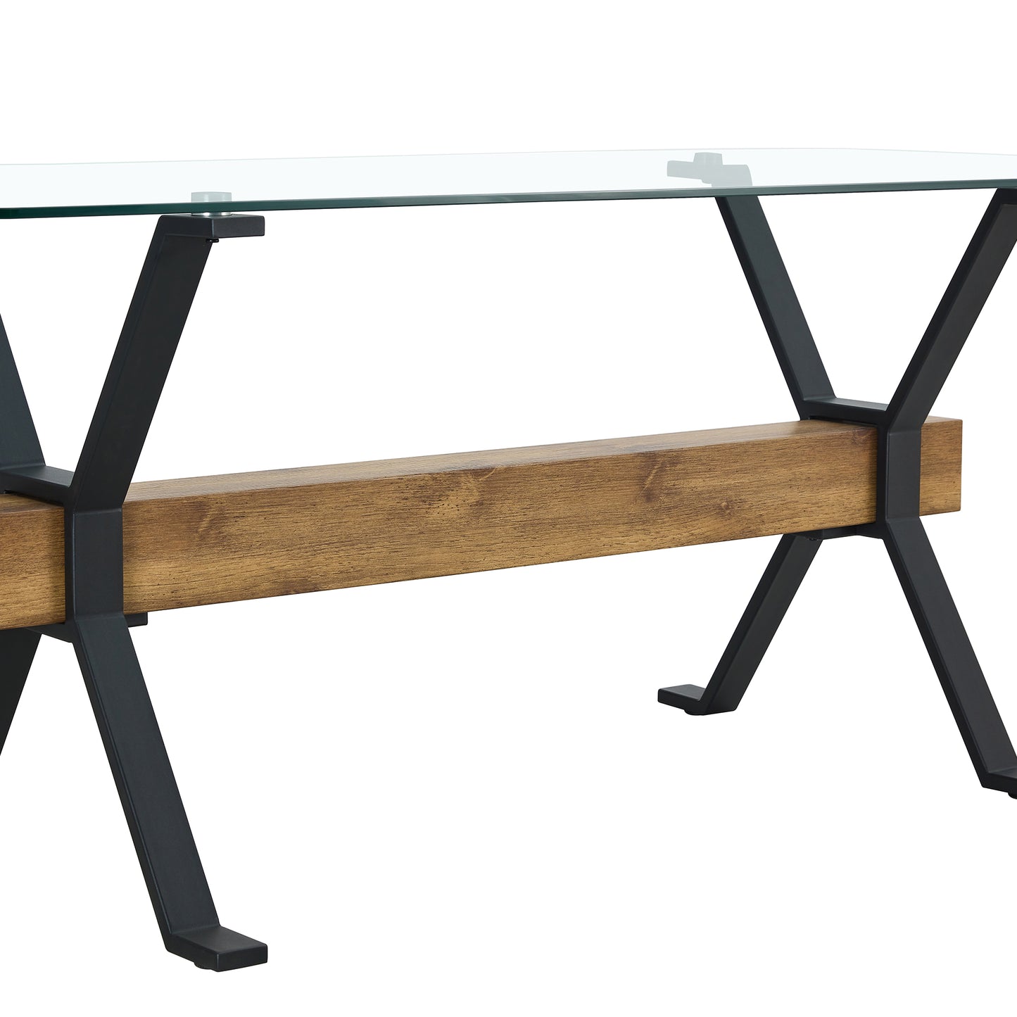 Melysen Dining Table. Modern Tempered Glass Dining Table. Large Modern office Desk with Black Metal Legs and Mdf Crossbars, Suitable For Home and office Use. 4 High-End Cushioned Seats