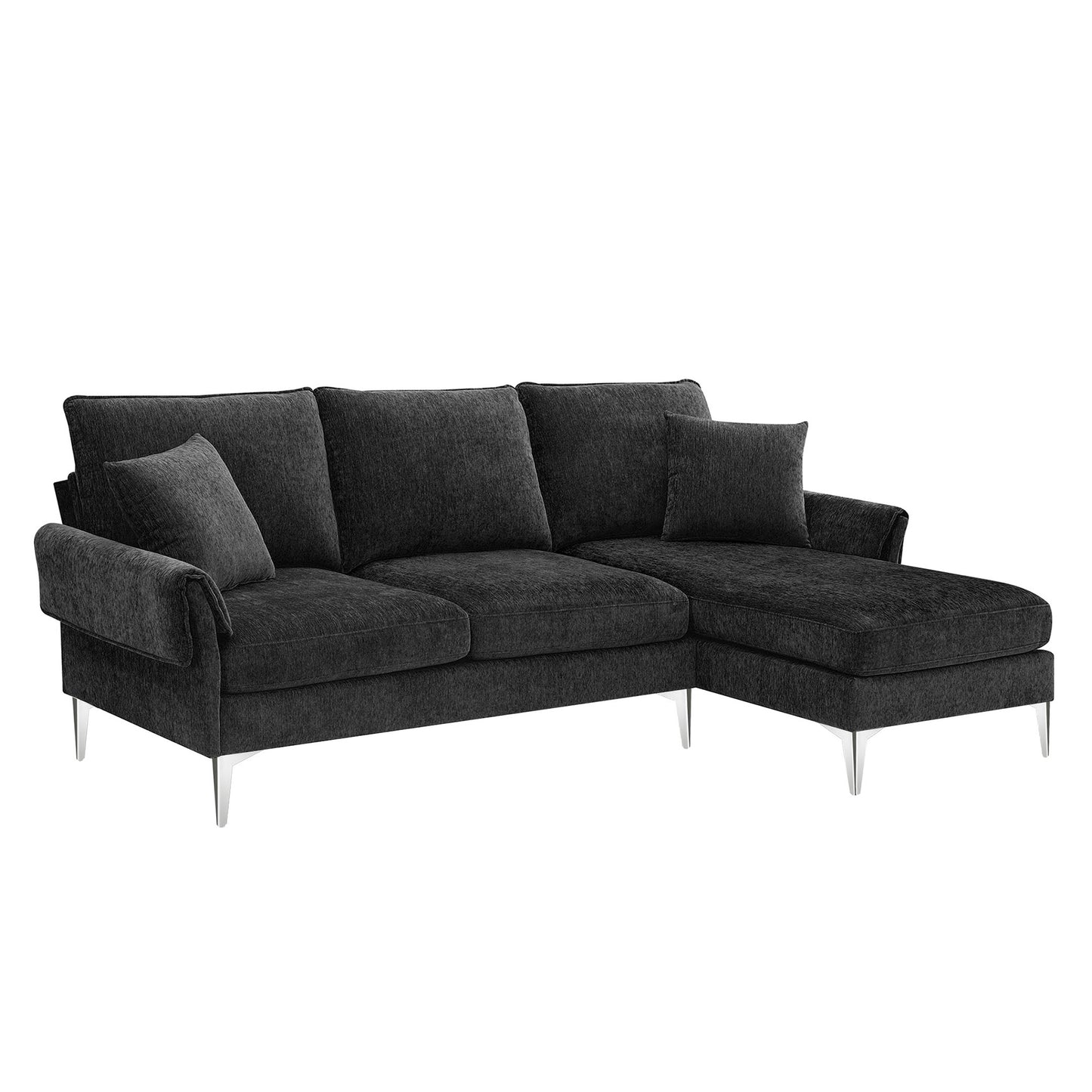 Melysen 84 "Modern Chenille L-Shaped Sofa with Reversible Lounge,Convertible Sectional Couch Set,4 Seat Indoor Furniture with Reversible Chaise,Fit for Living Room, Apartment(2 Pillows)