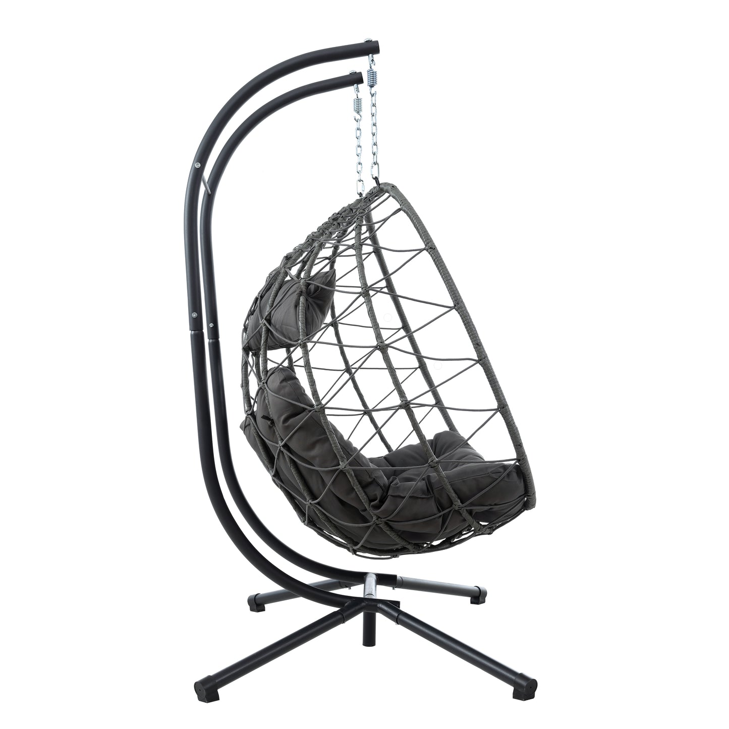 Melysen 2 Persons Egg Chair with Stand Indoor Outdoor Swing Chair Patio Wicker Hanging Egg Chair Hanging Basket Chair with Stand for Bedroom Living Room Balcony,Dark Gray