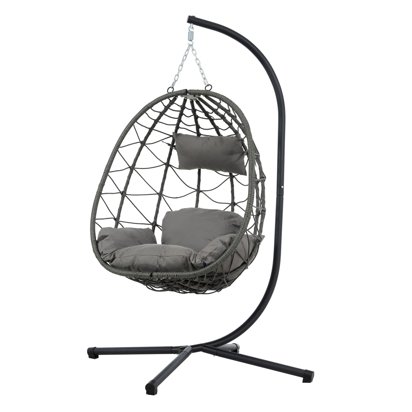 Melysen Egg Chair with Stand Indoor Outdoor Swing Chair Patio Wicker Hanging Egg Chair Hanging Basket Chair with Stand for Bedroom Living Room Balcony,Dark Gray