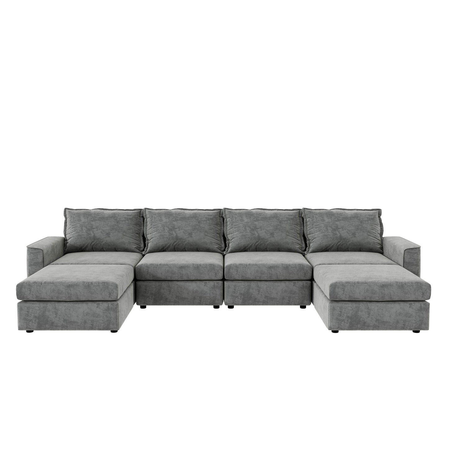 Melysen 115*58" Chenille Modular Sectional Sofa,U Shaped Reversible Couch,Free Combination,6 Seat Sleeper Sofa Bed with Ottoman,Convertible Oversized Indoor Furniture for Living Room,Gray