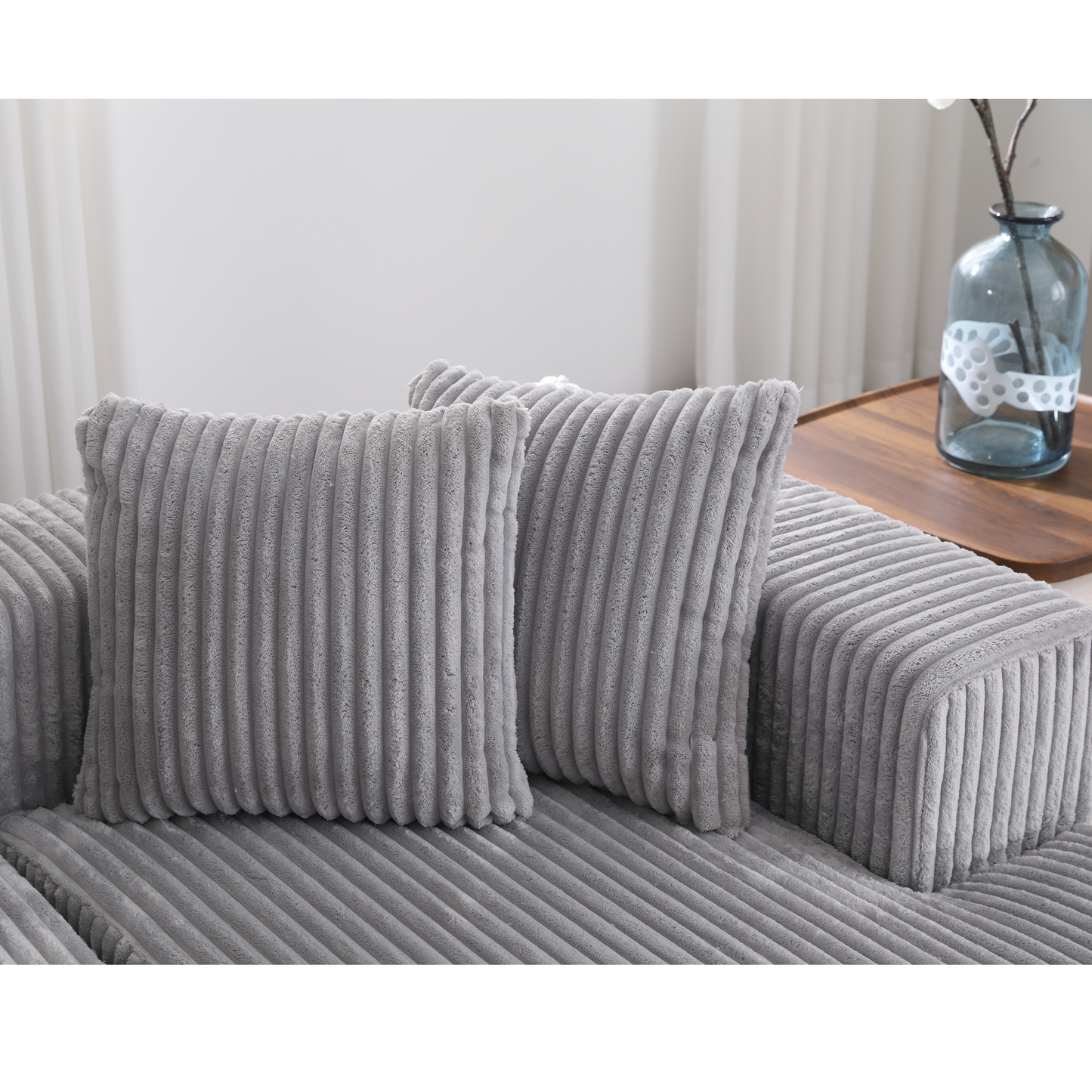 Melysen 131'' Modular Sectional Couch, U-shaped sofa , Chaise Lounge, Striped fabric,Upholstered 4 Seater Couch for Living Room, Bedroom, Free Combination Sofa (Corduroy)