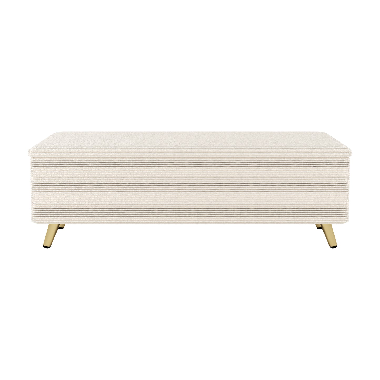 Melysen Modern Corduroy Upholstered Ottoman with Metal Legs, Storage Bench for Bedroom,Living Room